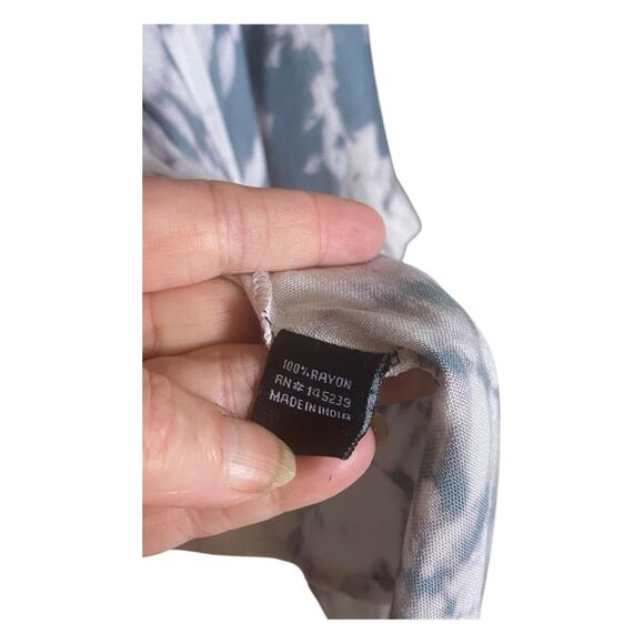 Sim & Sam Blue White Tie Dye Kimono Cardigan L/XL Open Front Boho Beach Cover - Picture 5 of 6